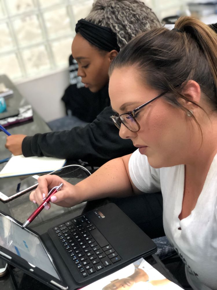Student using her computer